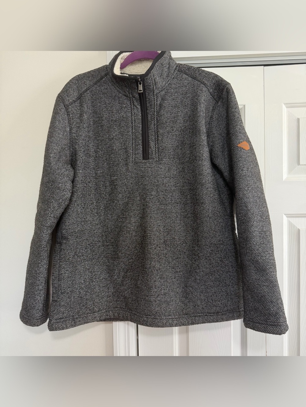 Orvis Black Gray 1/4 Zip Pullover Sherpa Lined Size Medium